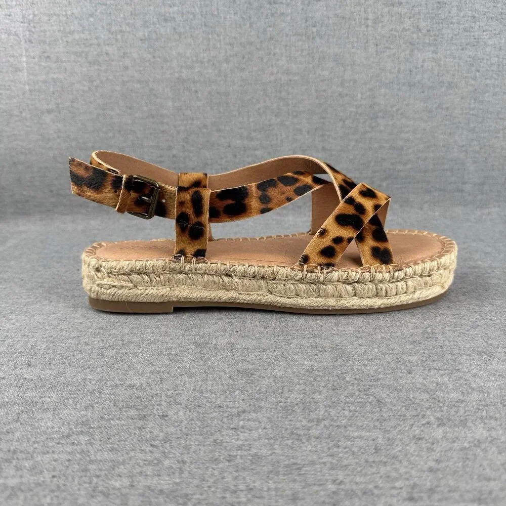 New‎ Madewell Sandals Womens 8.5 Brown Leather Animal Print Beachy Boho Resort